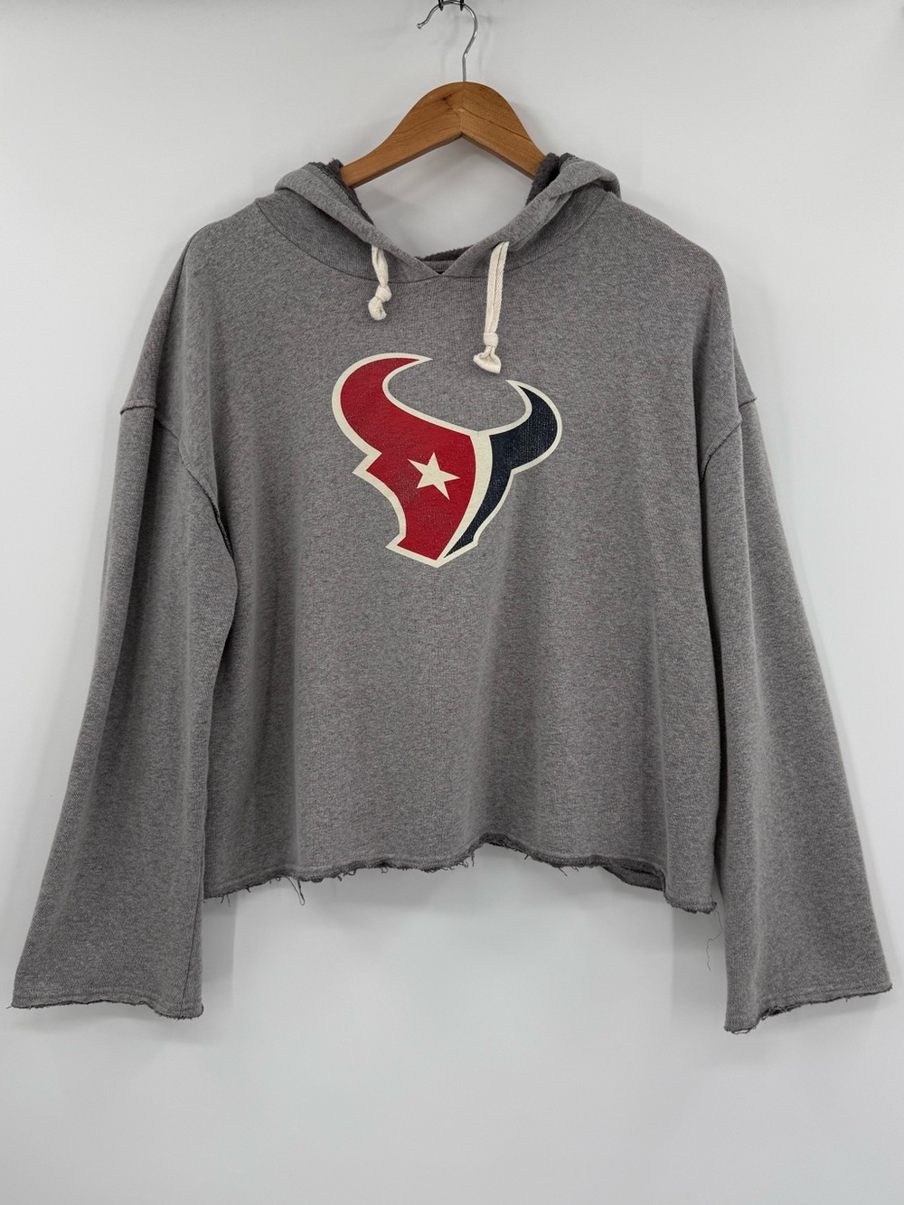 NFL Team Apparel Houston Texans Crop Hoodie | Gray | Large